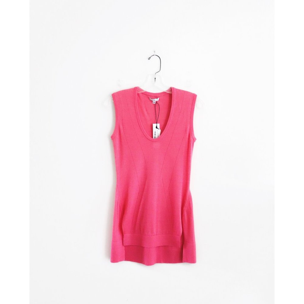 Tome Cerise Pink Wool Silk Thin Knit SL Top XS NWT